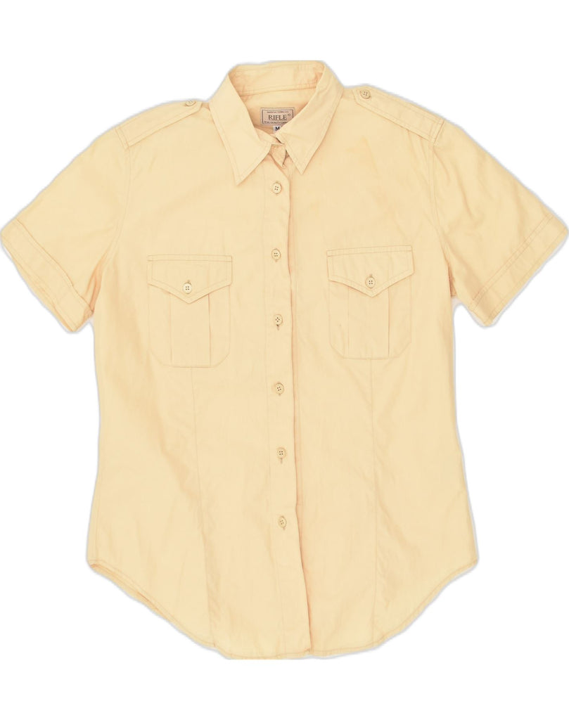 RIFLE Mens Short Sleeve Shirt Medium Beige Cotton | Vintage Rifle | Thrift | Second-Hand Rifle | Used Clothing | Messina Hembry 