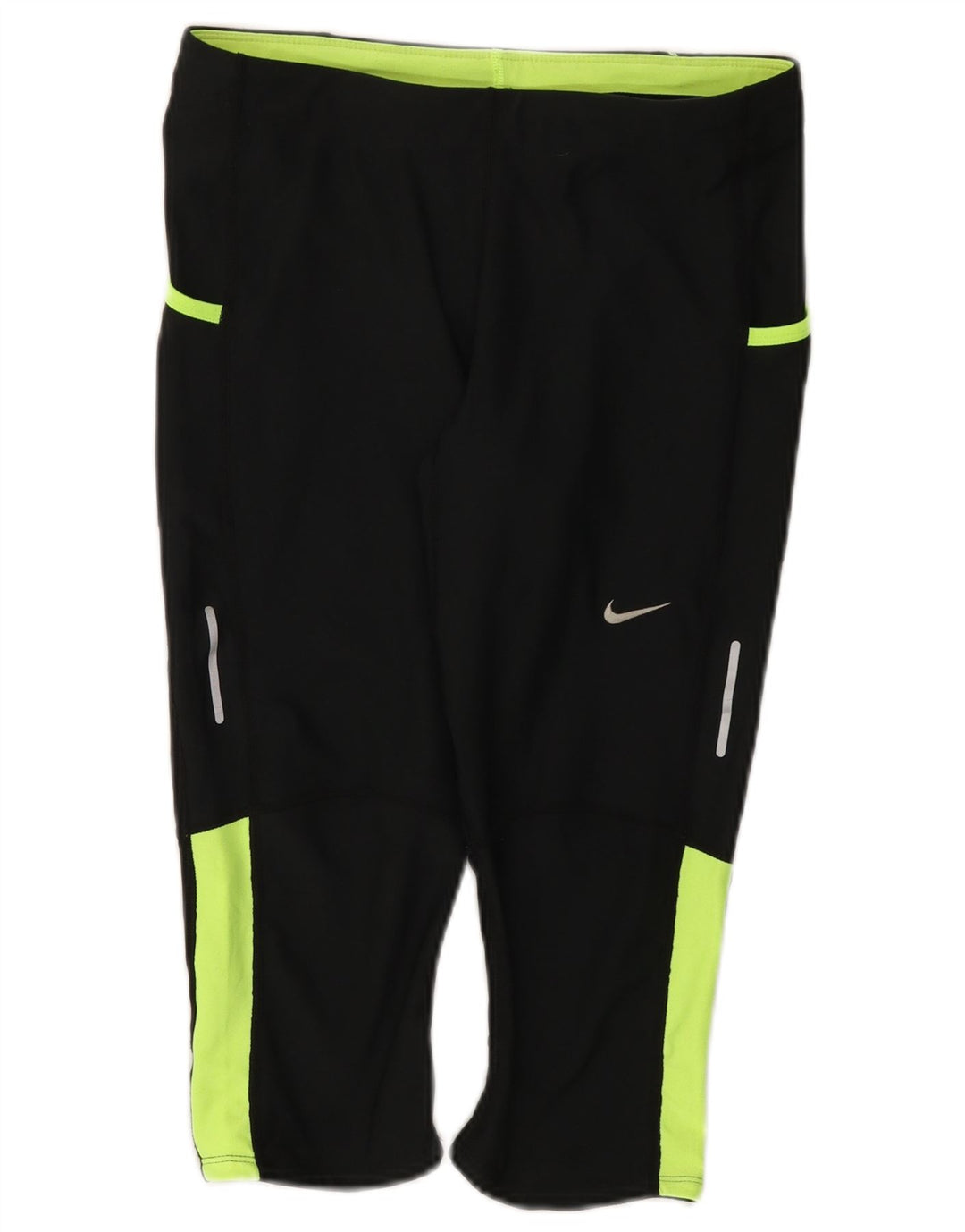 Nike Womens Dri Fit Capri Leggings UK 12 Medium Black Colourblock Polyester