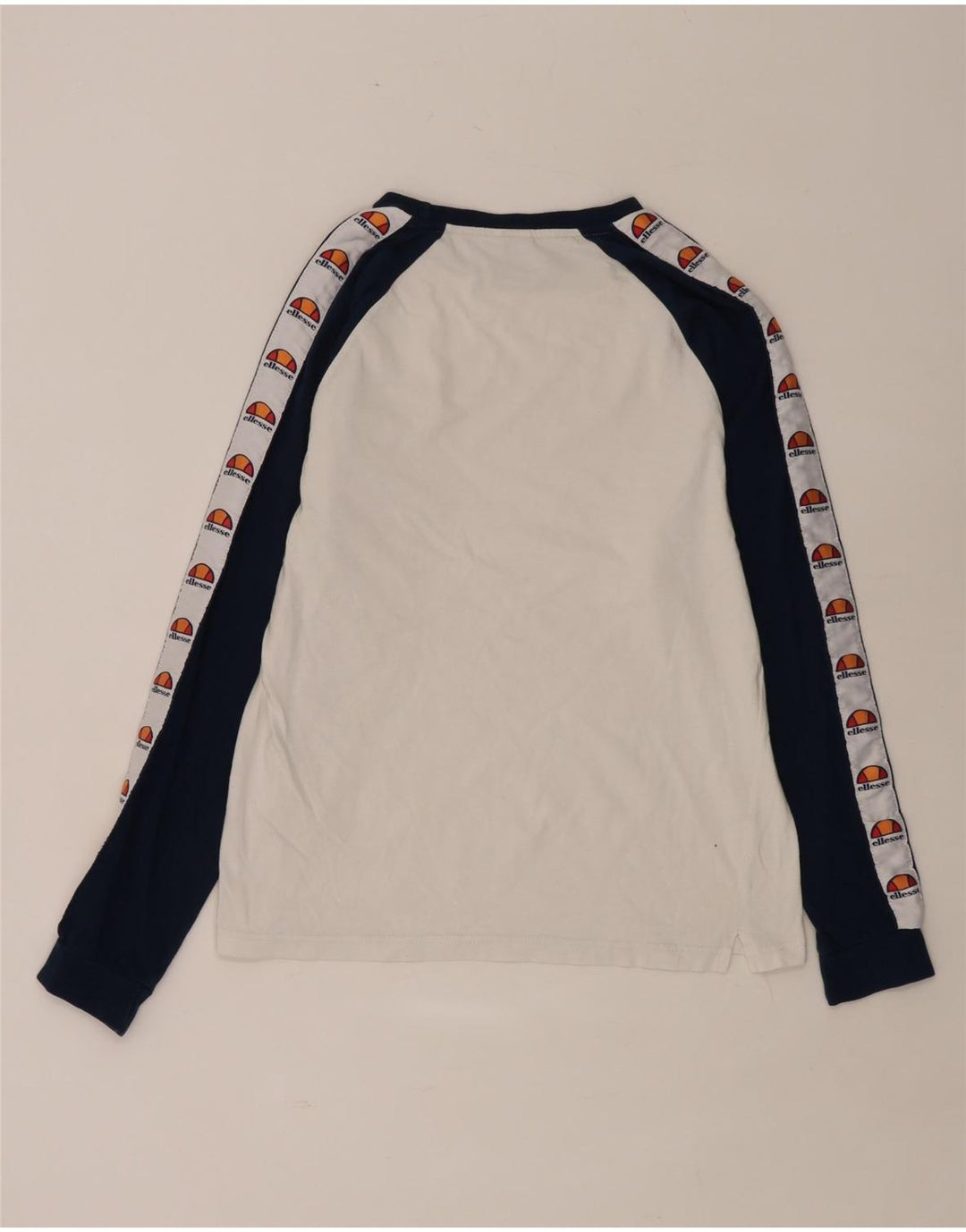 ELLESSE Mens Graphic Top Long Sleeve Medium White Colourblock Cotton
