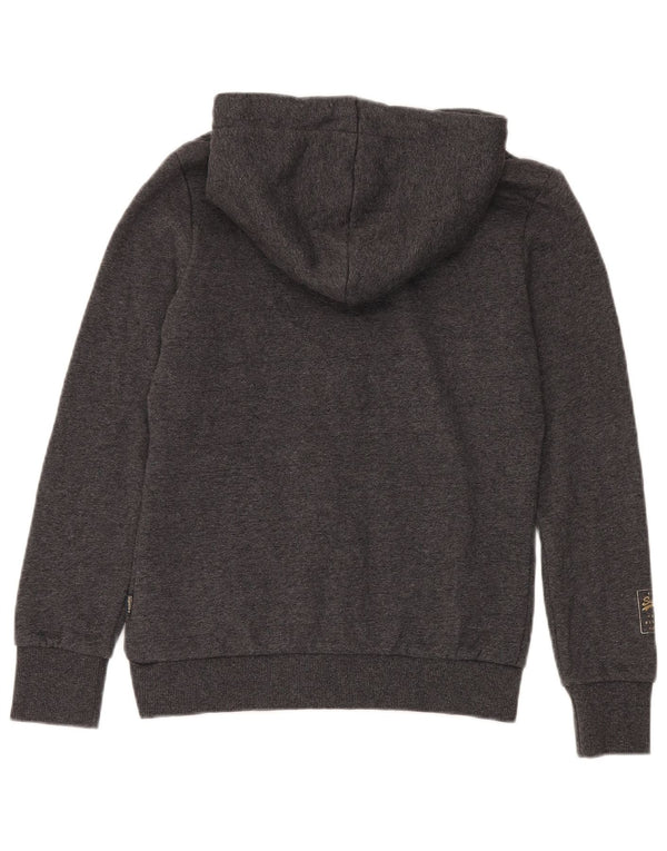 Superdry Womens Graphic Graphic Hoodie Jumper UK 10 Small Grey Flecked