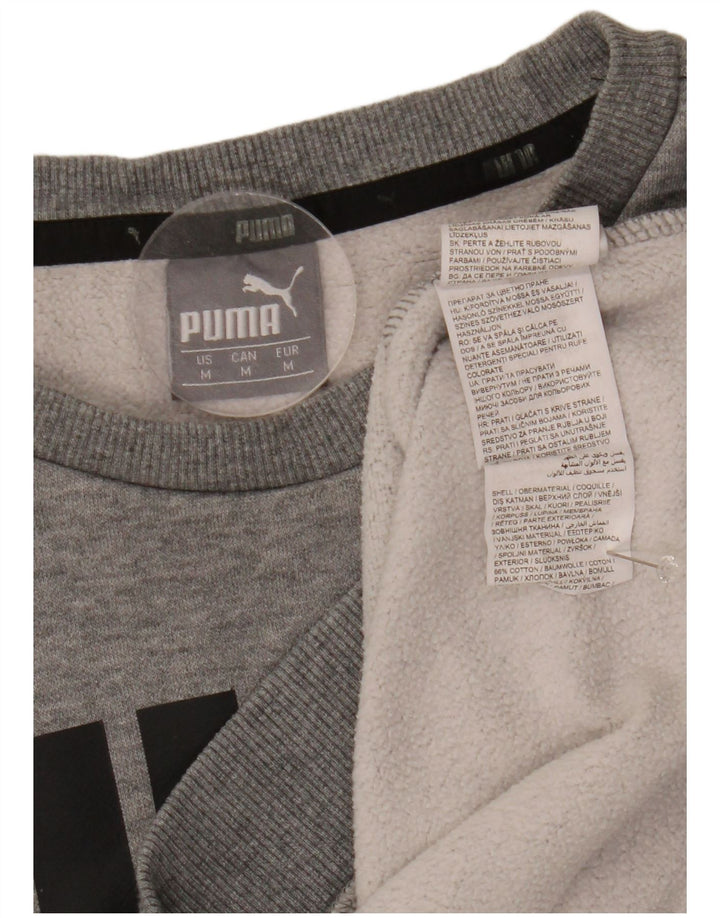 Puma Mens Graphic Sweatshirt Jumper Medium Grey Flecked Cotton