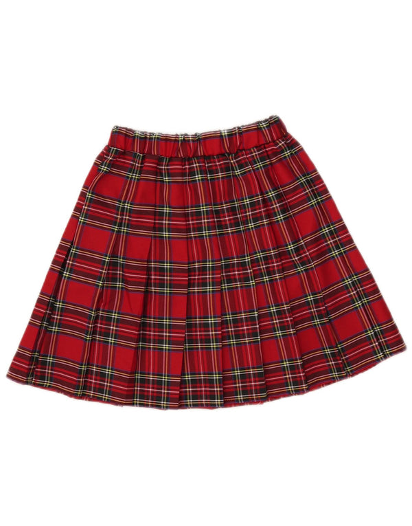 Shein Girls Pleated Skirt 11-12 Years W25 Red Check Polyester