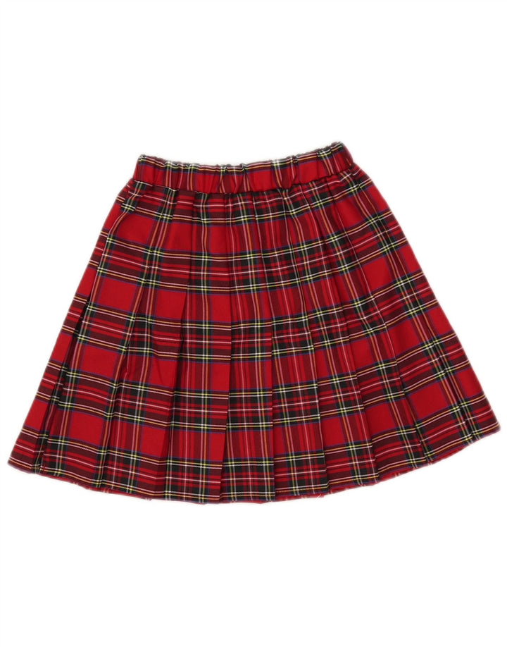 Shein Girls Pleated Skirt 11-12 Years W25 Red Check Polyester