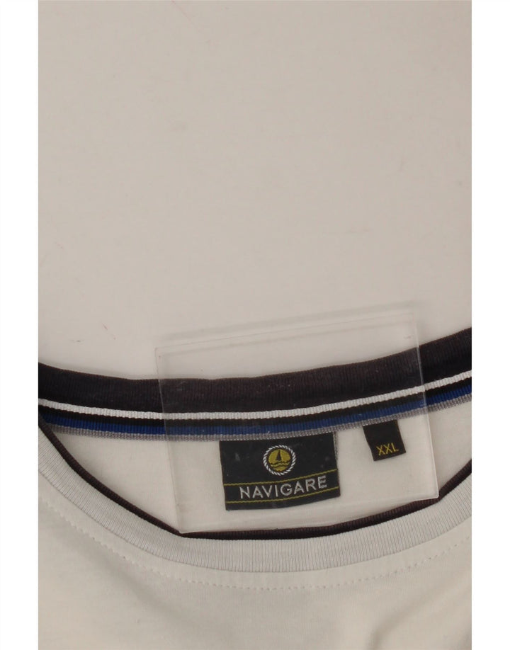 NAVIGARE Mens T-Shirt Top 2XL Off White Vintage Navigare and Second-Hand Navigare from Messina Hembry 