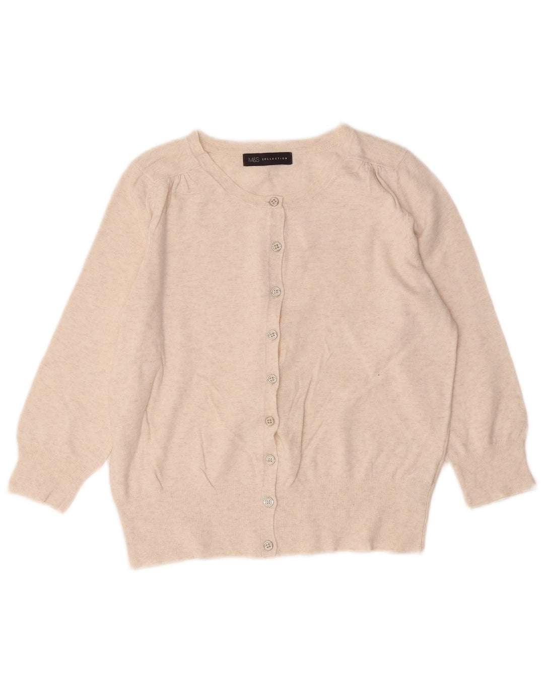 Marks & Spencer Womens Cardigan Sweater UK 10 Small Beige Flecked