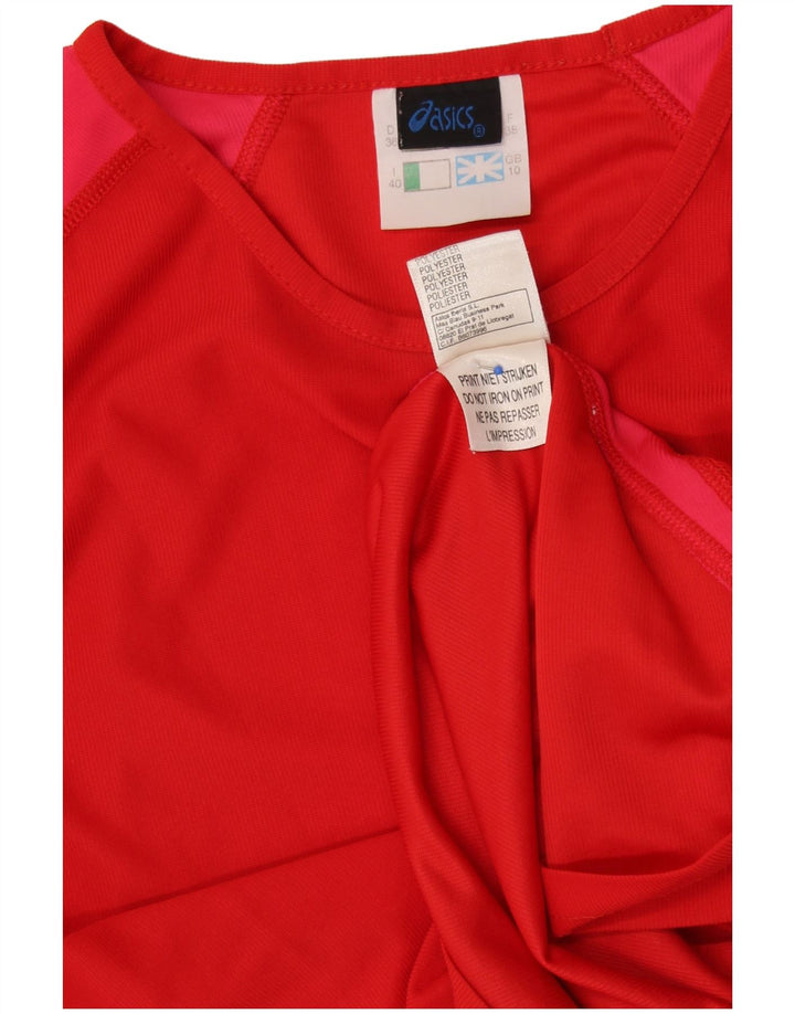 ASICS Womens Top Long Sleeve UK 10 Small Red Colourblock Polyester