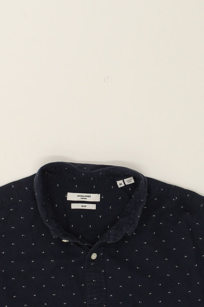 JACK & JONES Mens Freedom Slim Shirt Medium Navy Blue Spotted Cotton | Vintage Jack & Jones | Thrift | Second-Hand Jack & Jones | Used Clothing | Messina Hembry 