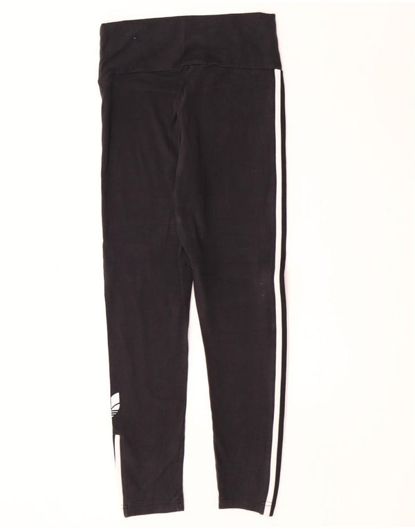 Adidas Womens Leggings UK 12 Medium Black Cotton