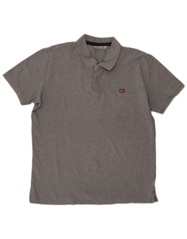 Napapijri Mens Polo Shirt 2XL Grey Cotton