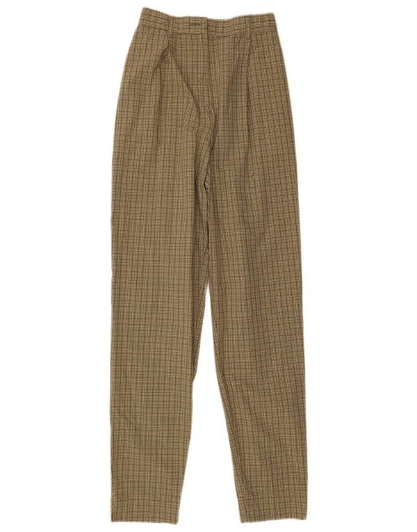 Marks & Spencer Womens Chino Trousers UK 10 Small W24 L31 Brown Check