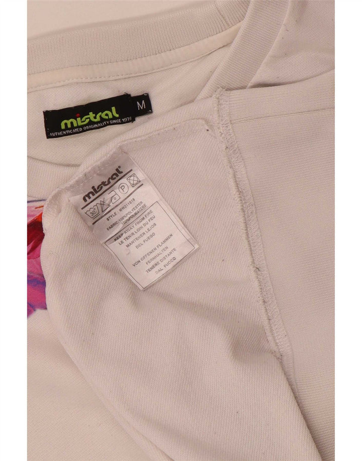 Mistral Womens Sweatshirt Jumper UK 14 Medium White Floral Hawaiian