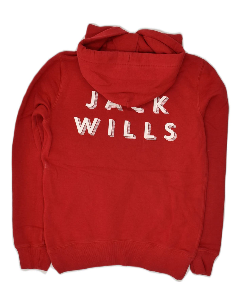 JACK WILLS Womens Oversized Graphic Hoodie Jumper UK 6 XS Red Cotton | Vintage Jack Wills | Thrift | Second-Hand Jack Wills | Used Clothing | Messina Hembry 