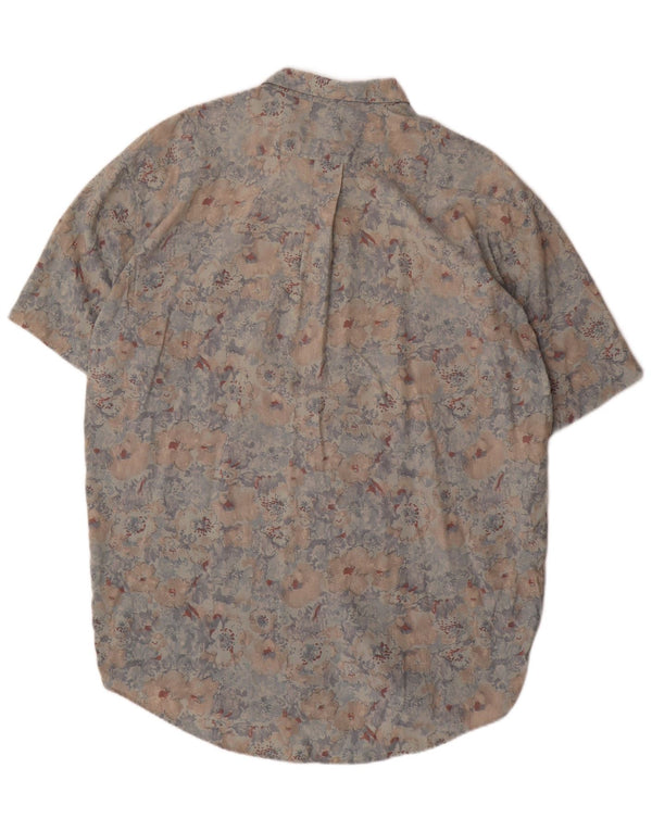 VINTAGE Mens Short Sleeve Shirt XL Multicoloured Floral Rayon