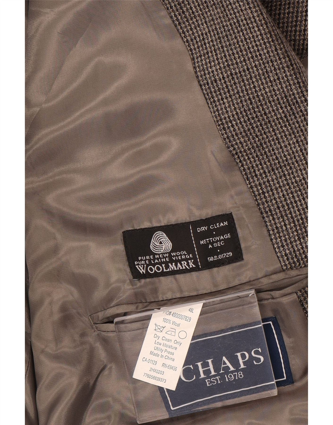 Chaps Mens 2 Button Blazer Jacket UK 48 3XL Grey Wool