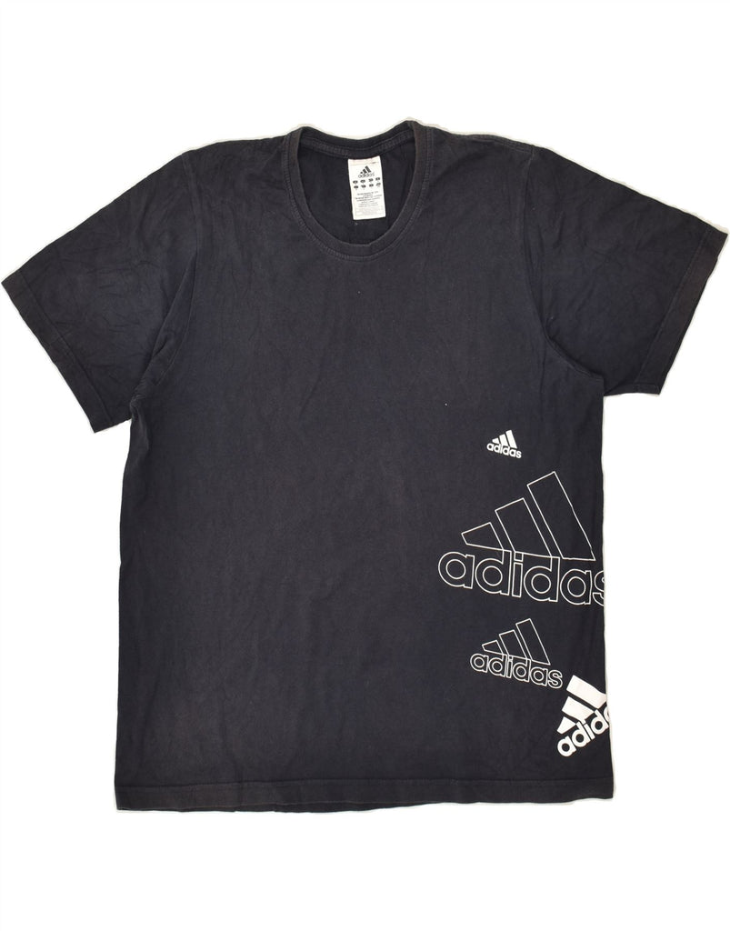 ADIDAS Mens Graphic T-Shirt Top Medium Navy Blue Cotton Vintage Adidas and Second-Hand Adidas from Messina Hembry 