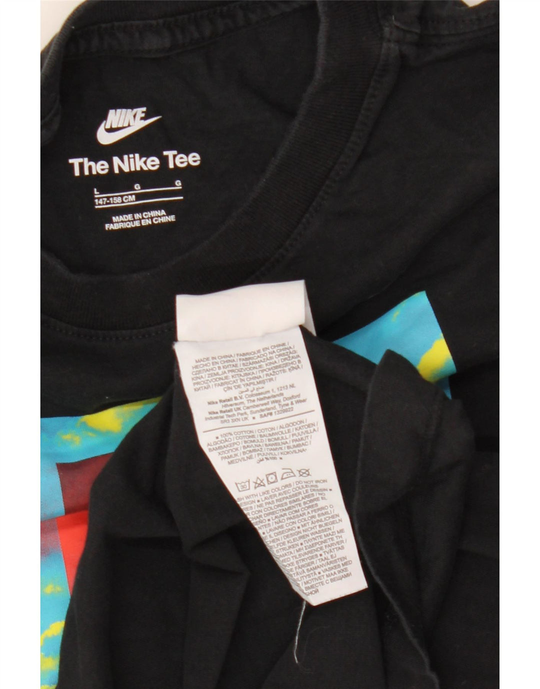 Nike Boys Graphic T-Shirt Top 12-13 Years Large Black Cotton