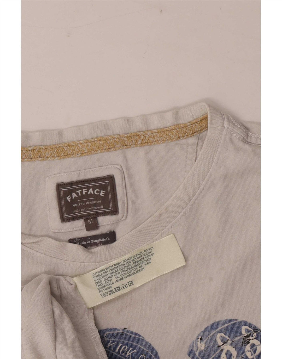 Fat Face Mens Graphic T-Shirt Top Medium White Cotton