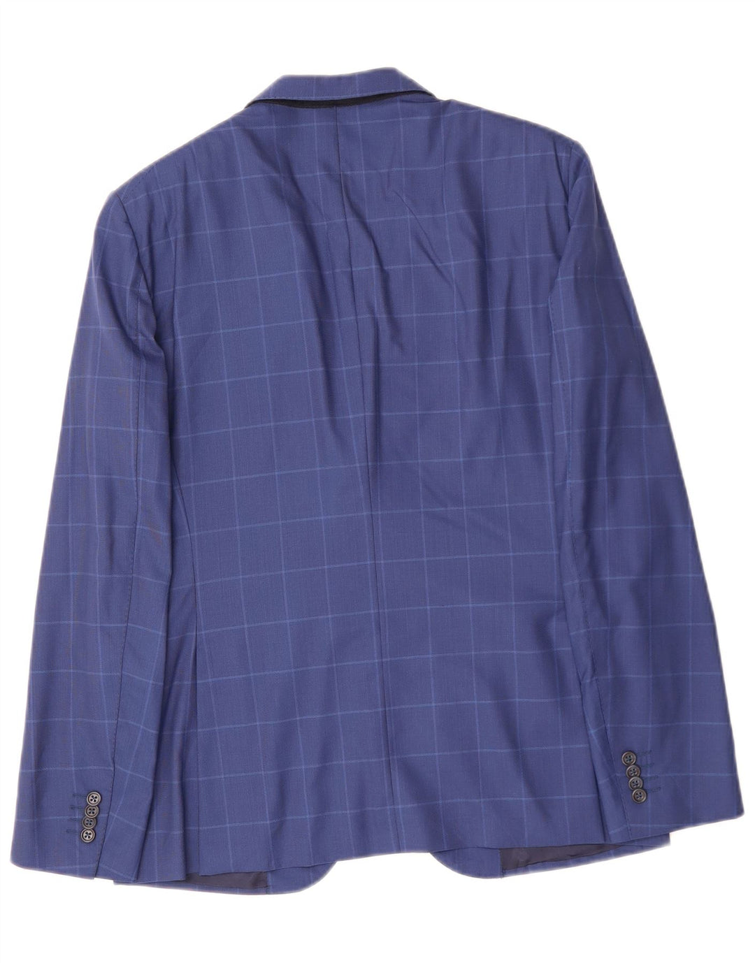 VINTAGE Mens 2 Button Blazer Jacket IT 48 Medium Blue Check Virgin Wool