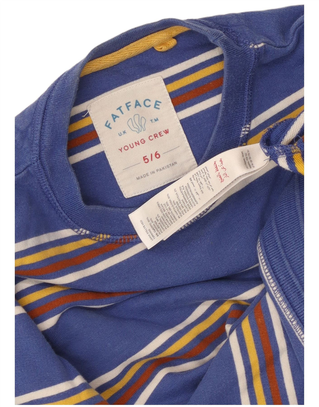 Fat Face Boys Sweatshirt Jumper 5-6 Years Blue Striped Cotton