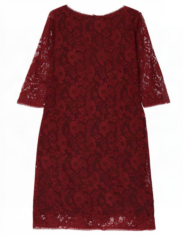 Marks & Spencer Womens 3/4 Sleeve Sheath Dress UK 18 XL Burgundy Floral