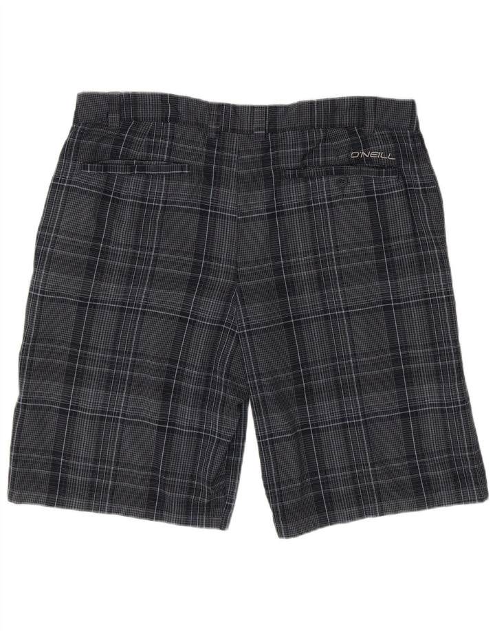 O'Neill Mens Chino Shorts W38 XL Navy Blue Plaid Polyester