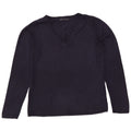 Marks & Spencer Womens V-Neck Jumper Sweater UK 12 Medium Navy Blue