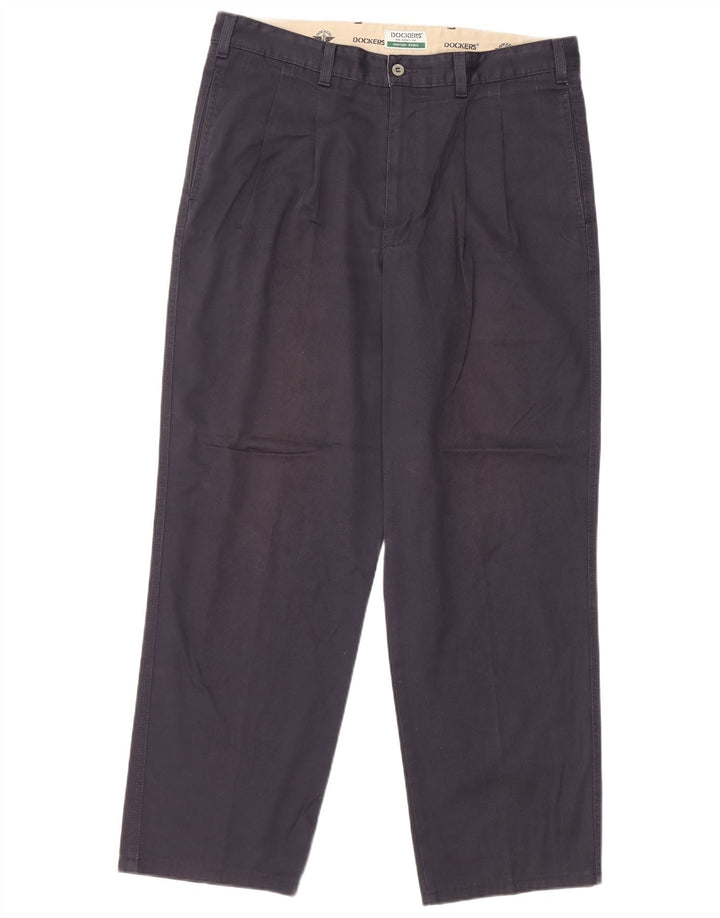 DOCKERS Mens Khakis Pegged Chino Trousers W36 L32 Navy Blue Cotton