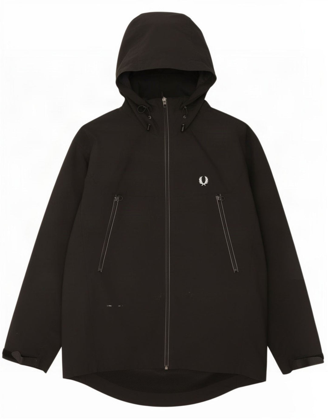 Fred Perry Mens Hooded Rain Jacket UK 38 Medium Black Nylon
