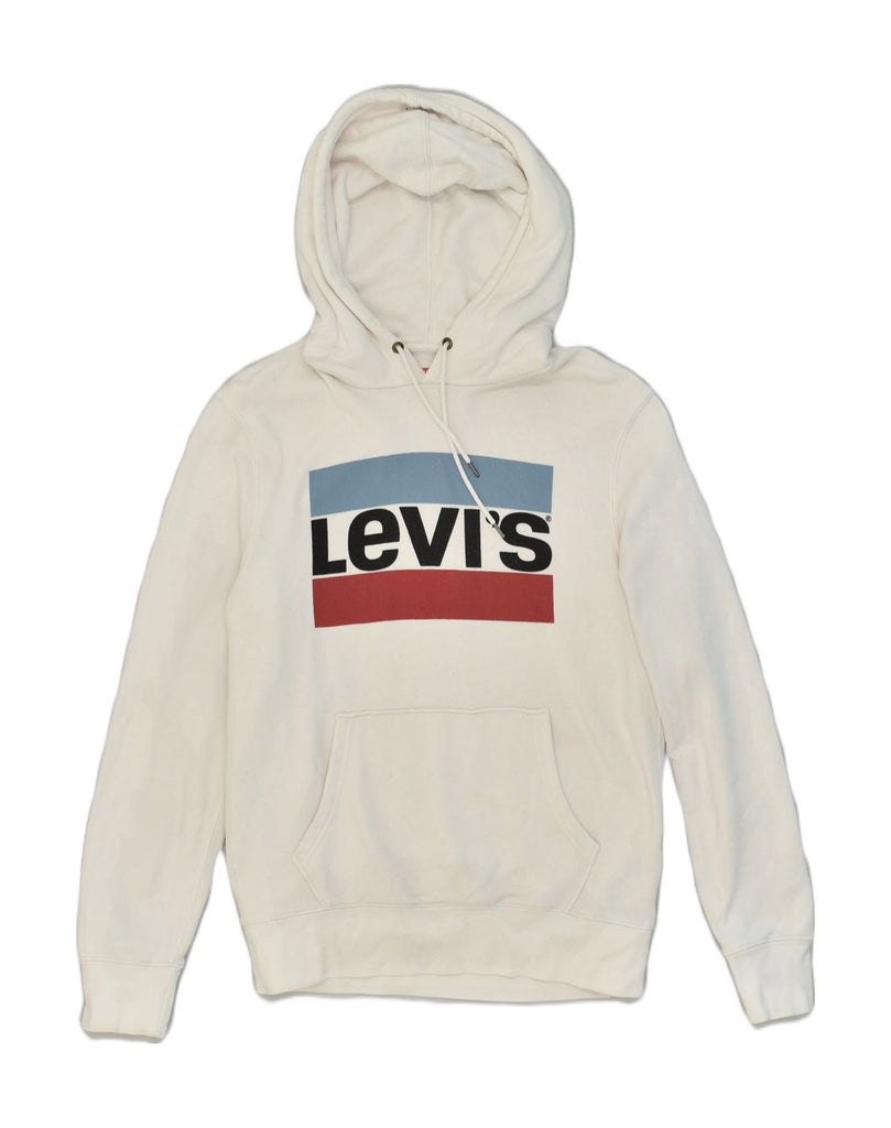 LEVI'S Mens Graphic Hoodie Jumper Small White Cotton | Vintage Levi's | Thrift | Second-Hand Levi's | Used Clothing | Messina Hembry 