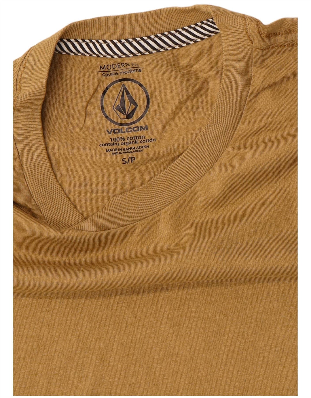 Volcom Mens Modern Fit T-Shirt Top Small Beige Cotton