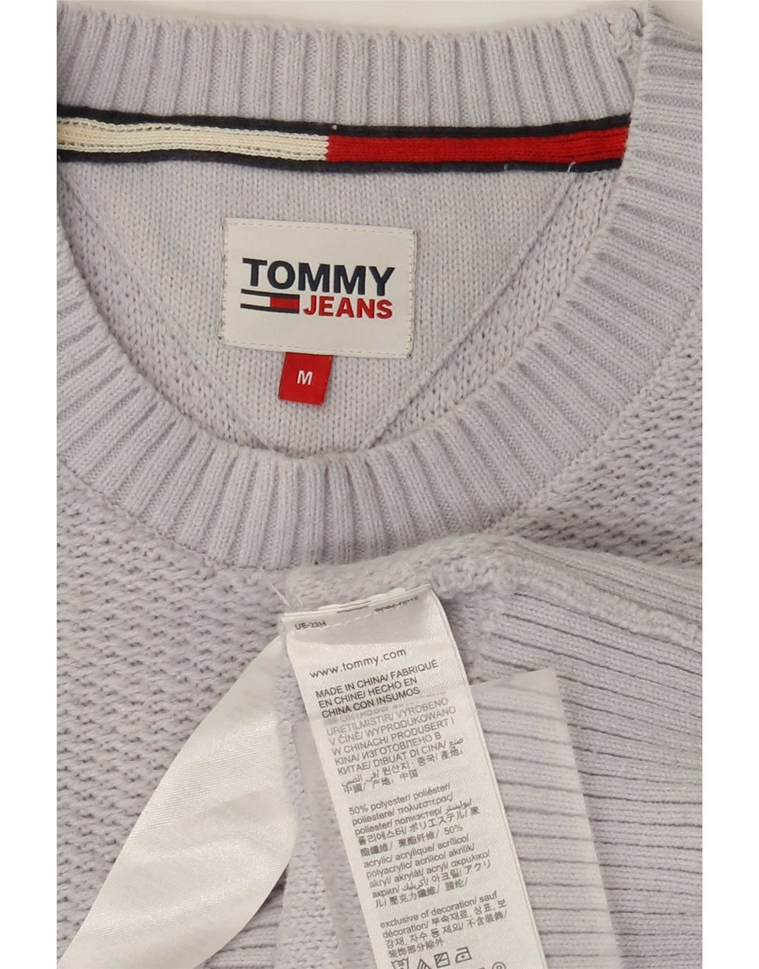 Tommy Hilfiger Mens Crew Neck Jumper Sweater Medium Grey Polyester