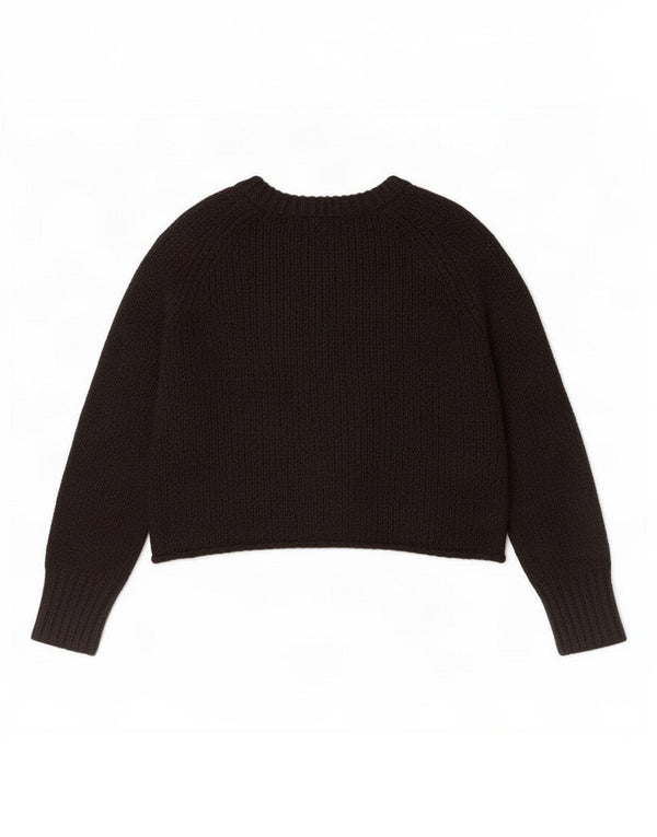 Zara Womens Crop Oversized Boat Neck Jumper Sweater UK 10 Small Black