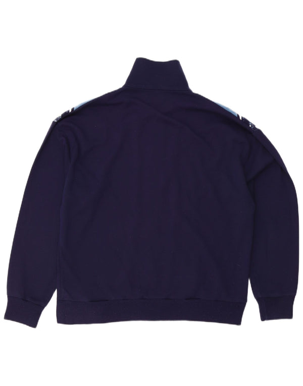 Vintage Mens Tracksuit Top Jacket Large Navy Blue Colourblock