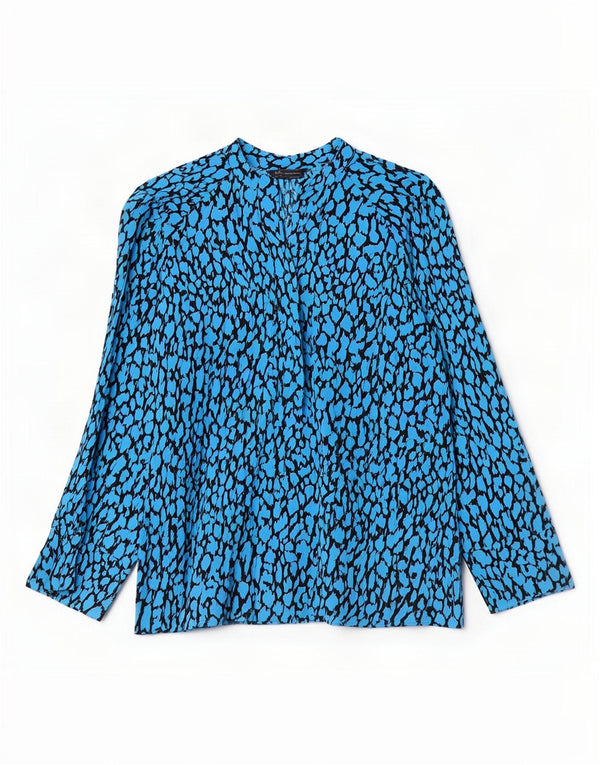 Marks & Spencer Womens Long Sleeve Blouse Top UK 12 Medium Blue