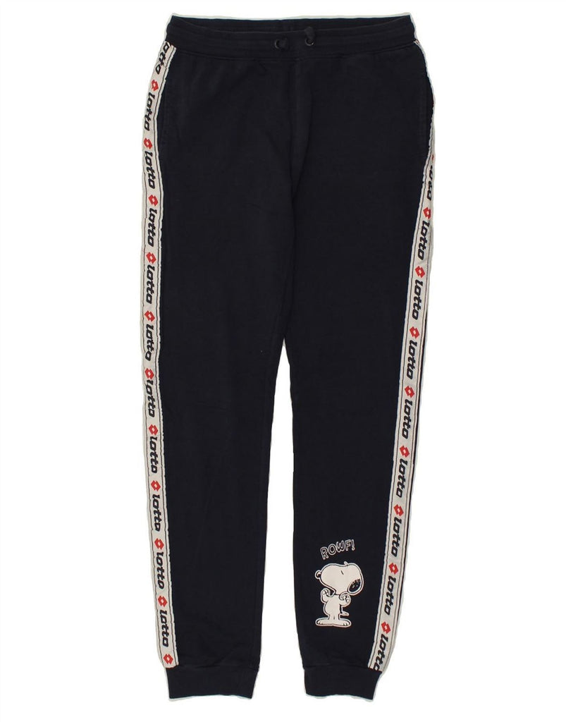 LOTTO Boys Graphic Tracksuit Trousers Joggers 12-13 Years Navy Blue Cotton | Vintage Lotto | Thrift | Second-Hand Lotto | Used Clothing | Messina Hembry 