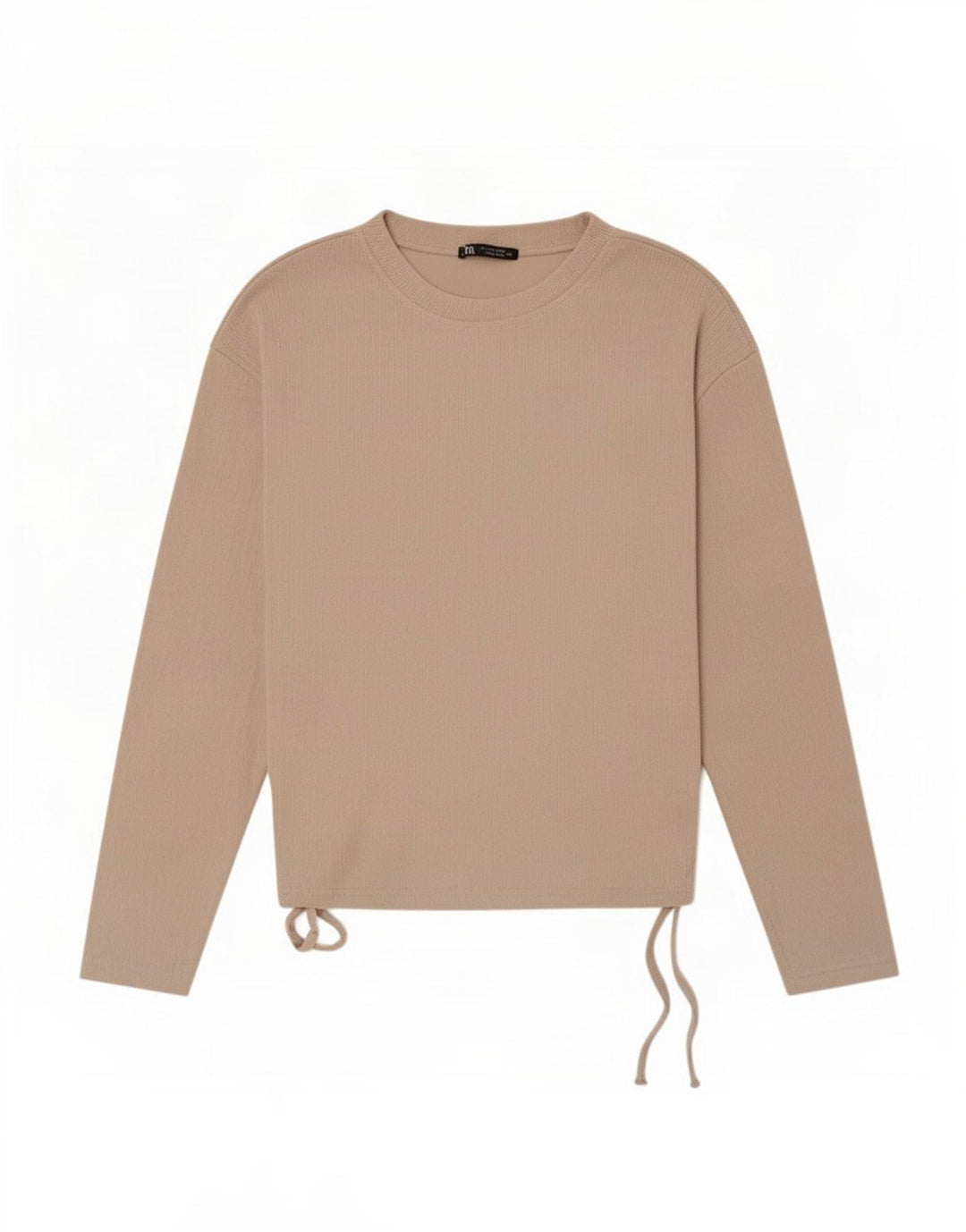 Zara Womens Top Long Sleeve UK 10 Small Beige Polyester