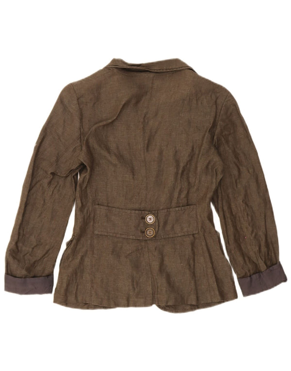Max & Co. Womens 2 Button Blazer Jacket UK 6 XS Brown Linen