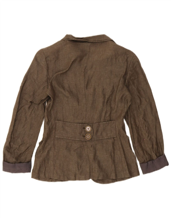 Max & Co. Womens 2 Button Blazer Jacket UK 6 XS Brown Linen