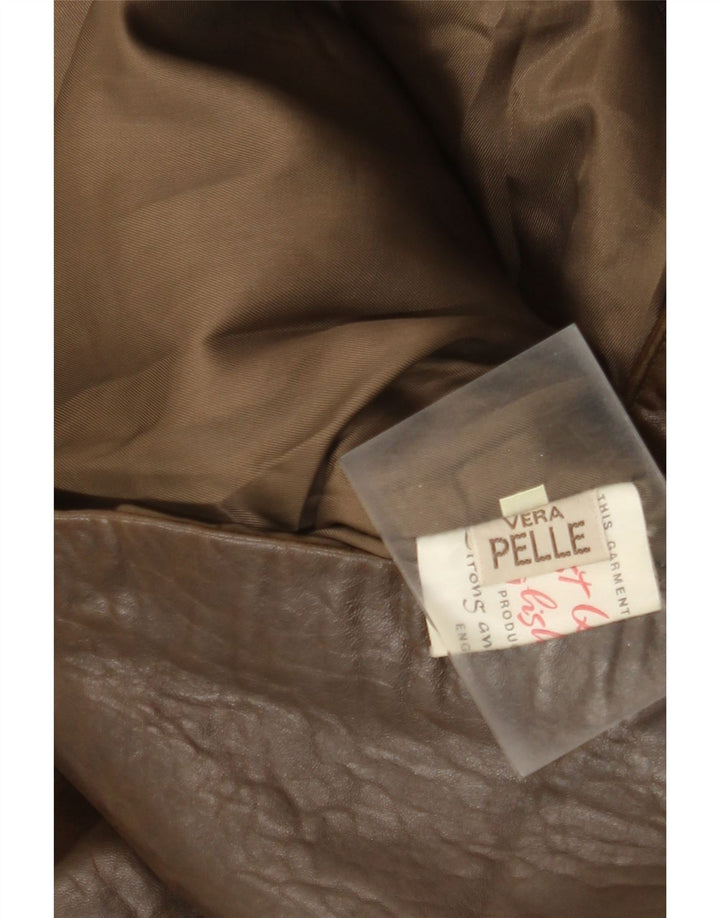 Vintage Womens Leather Coat IT 42 Medium Brown Leather