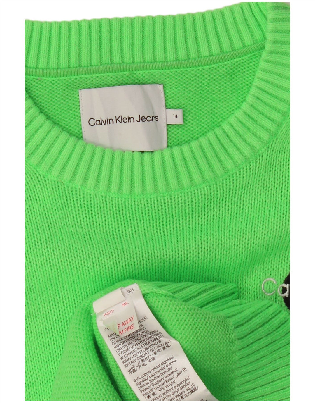 CALVIN KLEIN JEANS Womens Crew Neck Jumper Sweater UK 14 Medium Green