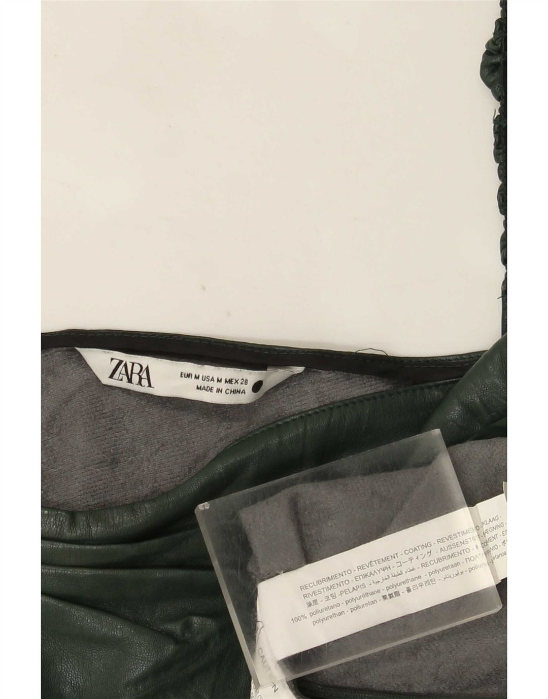 Zara Womens Faux Leather One Shoulder Top UK 12 Medium Green Polyurethane