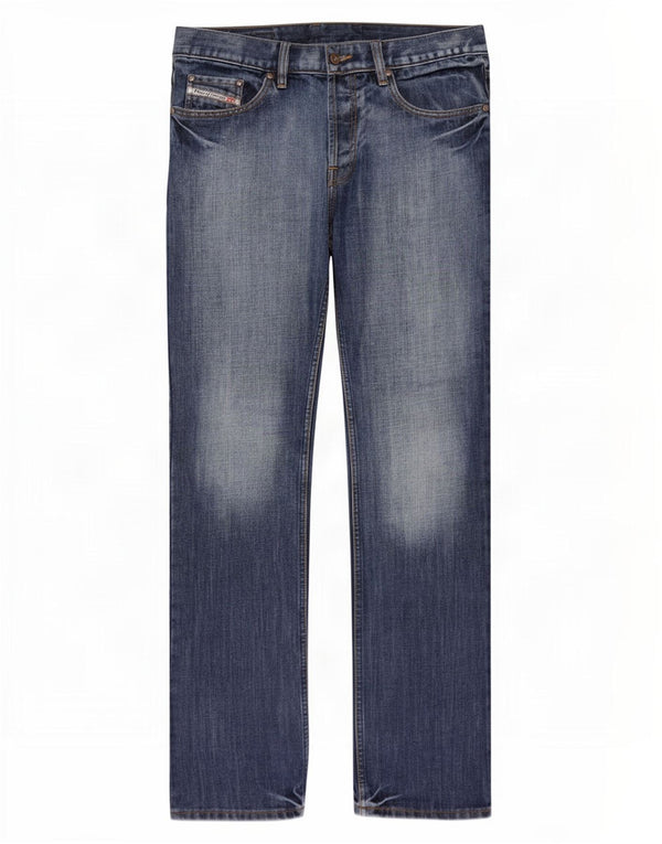 Diesel Mens Straight Jeans W34 L34 Blue Cotton