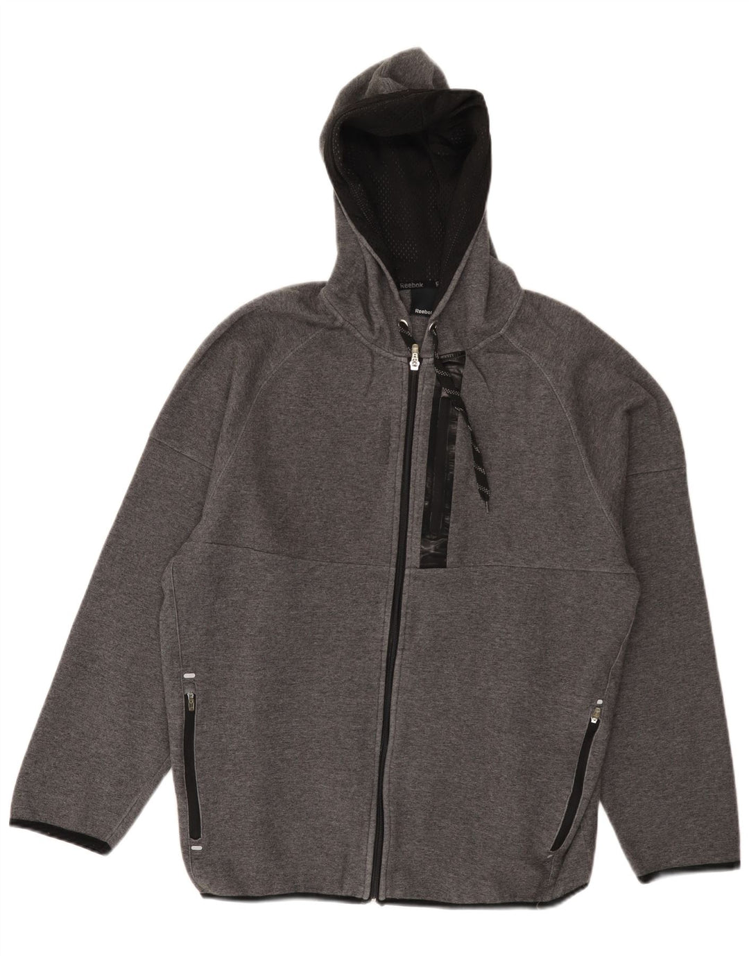 Reebok Mens Zip Hoodie Sweater Medium Grey Cotton