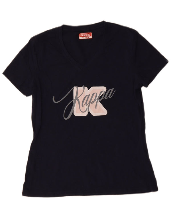 Kappa Womens Graphic T-Shirt Top UK 18 XL Navy Blue Cotton