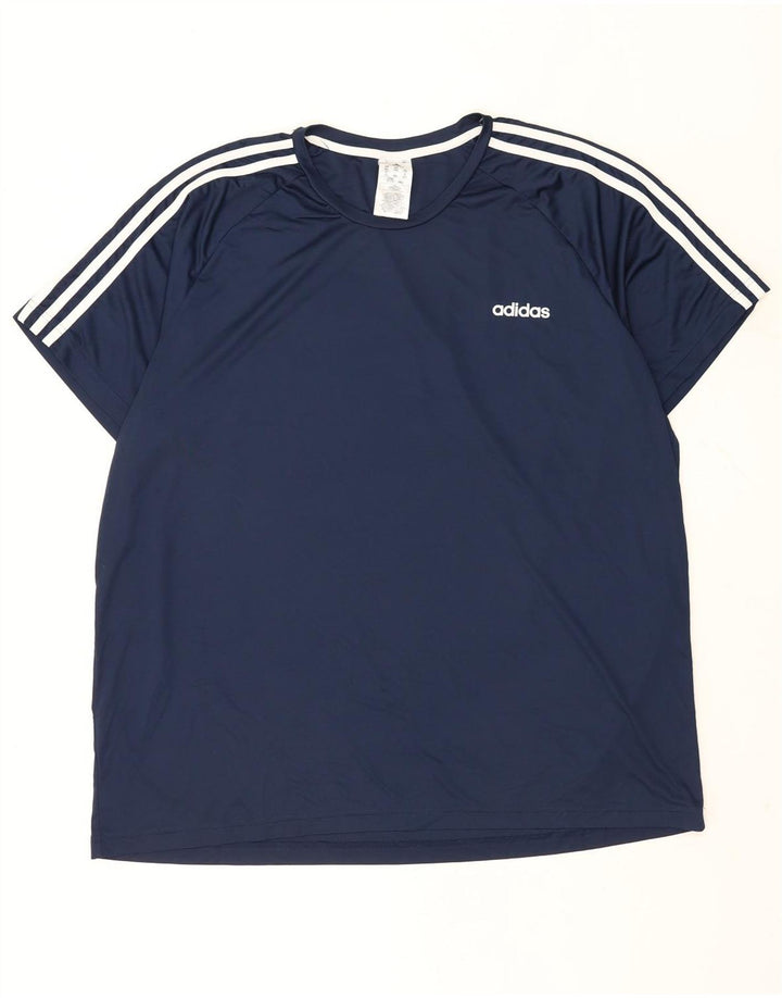 Adidas Mens Aeroready T-Shirt Top 2XL Navy Blue Polyester