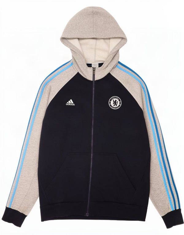 Adidas Mens Chelsea FC Zip Hoodie Sweater Large Navy Blue Colourblock