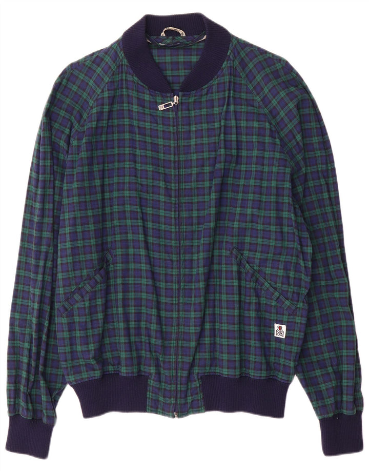 Cerruti 1881 Mens Bomber Jacket UK 40 Large Green Check Polyester