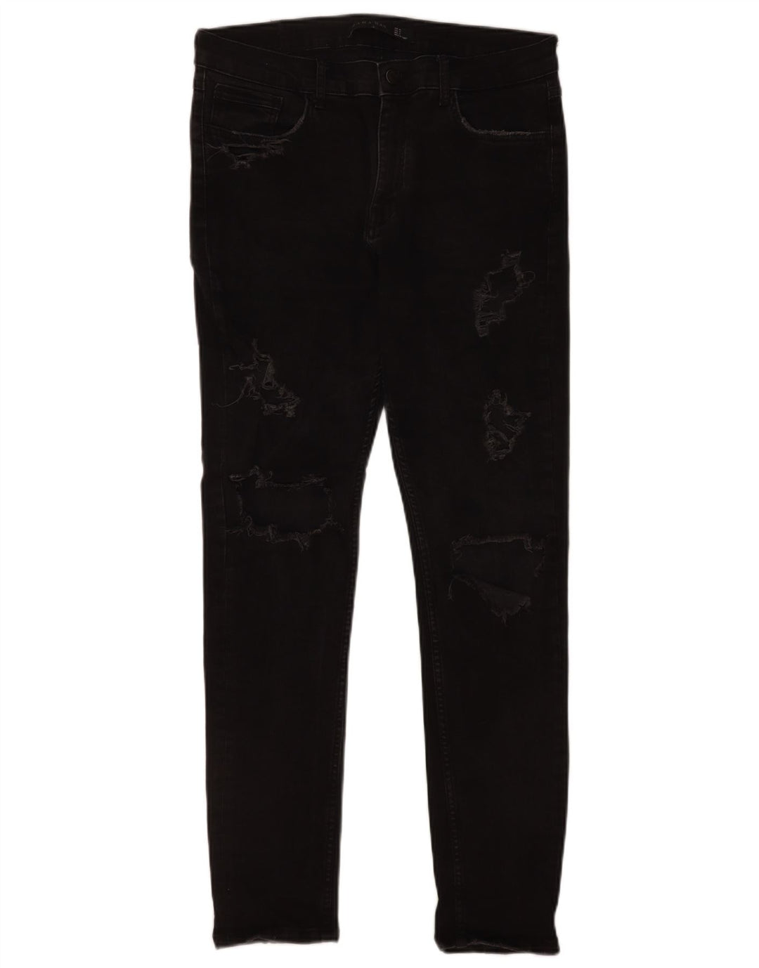 Zara Mens Distressed Skinny Jeans EU 40 Medium W31 L29 Black