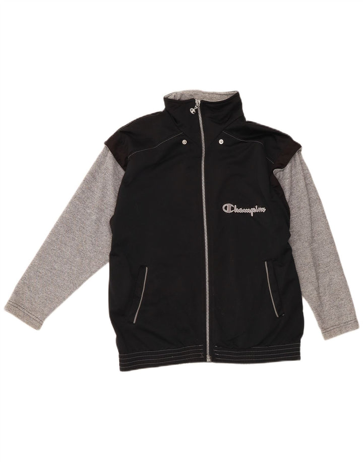 Champion Boys Tracksuit Top Jacket 13-14 Years Black Colourblock Polyester