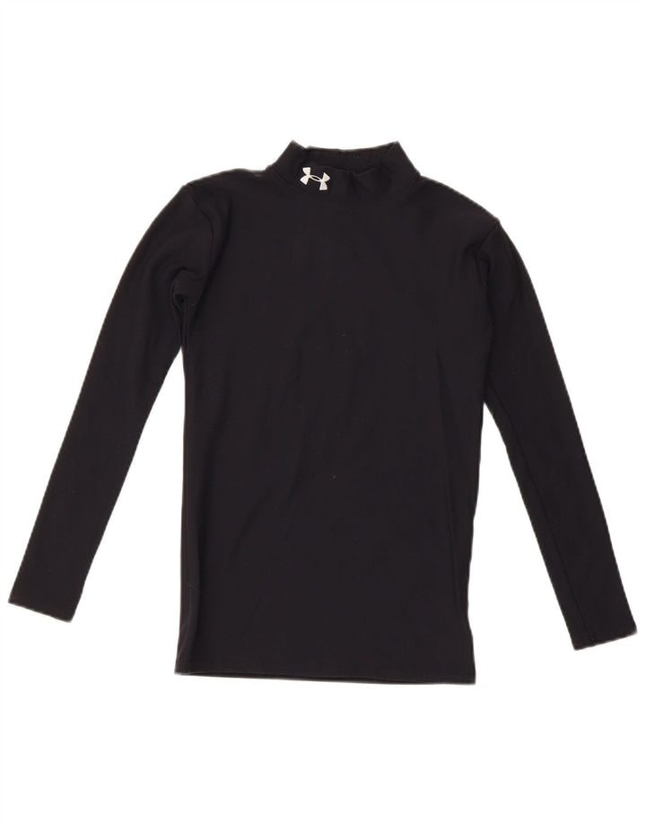 Under Armour Boys Top Long Sleeve 11-12 Years Large Black Nylon